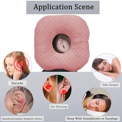 Wuronsa Ear Piercing Pillow with Hole for Cartilage Piercings, CNH Support | Adjustable cotton pillow designed for side sleepers, fresh piercings, sensitive ears and pressure reduction while sleeping thumbnail 3