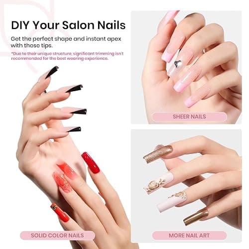 Beetles Tipex Instant Apex Nail Tips,Square Long Pre-building & Pre-Etched Thicker Acrylic Nails Strong Full Cover False Nail Extension Press-on Nails,192 Pcs 16 Sizes thumbnail 2