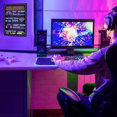 Funny Gamer Sign Printed Neon Gaming Metal Poster Boys Gaming Room Gift Gaming Room Wall Door Decor 8 x 12 inch (2403) thumbnail 5