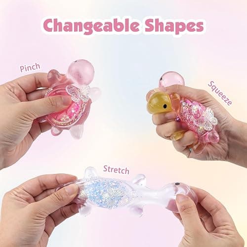 Anboor 3 Pcs Turtle Squishies Toys, 3.15" Soft Sticky Glittery Turtle Squeeze Fidget Toys Stress Relief for Kids Adults Autism Birthday Gifts thumbnail 6