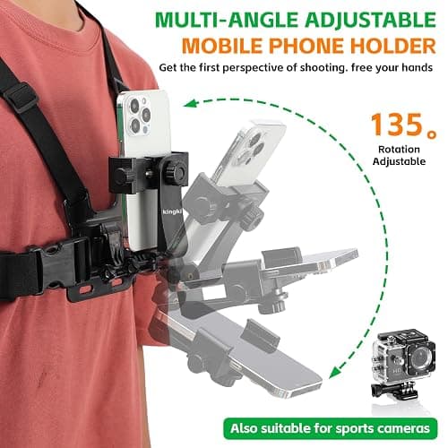 KINGKI Mobile Phone Chest Mount Harness Strap Holder Cell Phone Clip Action Camera POV for Samsung iPhone Plus etc thumbnail 5