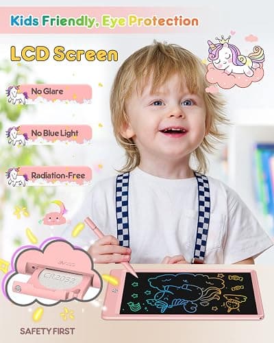 FLUESTON LCD Writing Tablet, 10 Inch Doodle Board Toys Gifts for 3-8 Year Old Girls Boys, Colorful Electronic Board Drawing Pad for Toddler Easter Basket Stuffer for Kids, Educational Travel Toy thumbnail 2