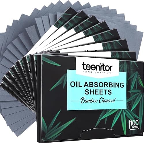 Teenitor 800 Counts Oil Blotting Papers for Face, Bamboo Charcoal Oil Absorbing Sheets for Oily Skin, Oil Blotting Sheets for Face, Oil Absorbent Pads Blotter Paper, Oil Face Wipes Large 10cmx7cm - Image 1