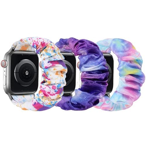 sylacor Scrunchie Bands Compatible with Kids Apple Watch Band, Cute Stretchy Breathable Strap for iWatch Series 10 9 8 7 6 5 4 3 SE SE2 Small Wrists Boys Girls - Image 1