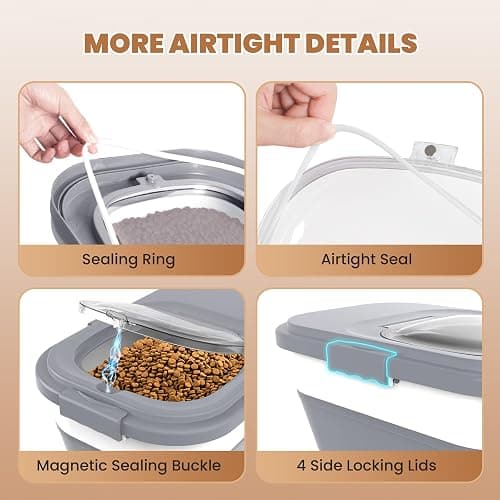 DDMOMMY 23-25 Lbs Airtight Dog Food Storage Container,Collapsible Dog Food Container with Lid,Wheels,Handle,Large Pet food storage Container with Scoop,Small Food Container for Dog Cat thumbnail 3