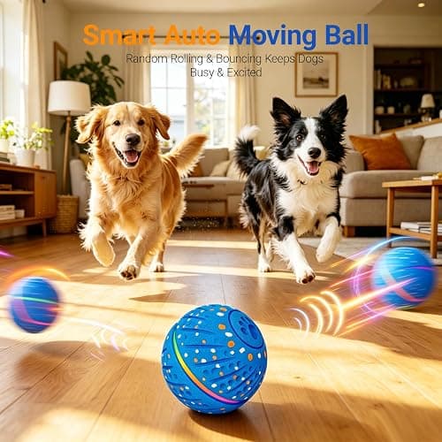 GULUNOOK Interactive Dog Ball Toy for Small Medium Dogs – Automatic Rolling, Bouncing & Moving Dog Toy with LED Lights, 2-in-1 Fetch Toy, Durable E-TPU, USB Rechargeable (2.8” Blue) thumbnail 2