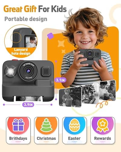 Yehtta Kids Camera Instant Print, Christmas Birthday Gifts for 3-12 Year Old Boys Girls, 2.4in Screen 1080P Kids Digital Camera Toys for Kids Age 3 4 5 6 7 8 9 10 with 3 Rolls Print Paper 32G Card thumbnail 6