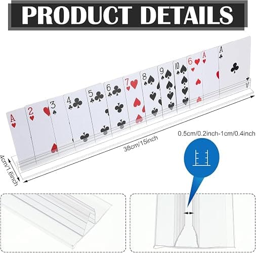 Lot de 4 Porte-Cartes à Jouer en Plastique Transparent 30 cm, Support Carte à Jouer Mains Libres pour Enfants, Adultes et Seniors, Parfait pour Poker, Bridge et Jeux de Société – Support Carte Enfant thumbnail 3
