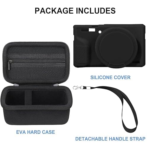 Canboc Case for Canon PowerShot G7X Mark III Digital Camera, 1* Hard Carrying Case + 1* Soft Silicone Cover with Removable Lens Cover, Black (Case Only) thumbnail 2