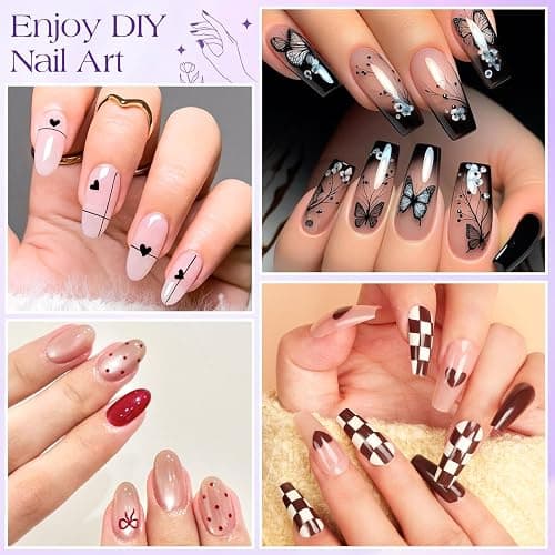MELLIEX 6 Pièces Pinceau Nail Art Ongles Professionnel, Ultra Fin Nail Art Liner Brushes, Gel Acrylique Pinceau Ongle avec Capuchon, Double Tête Brosse éponge pour DIY Nail Art thumbnail 7