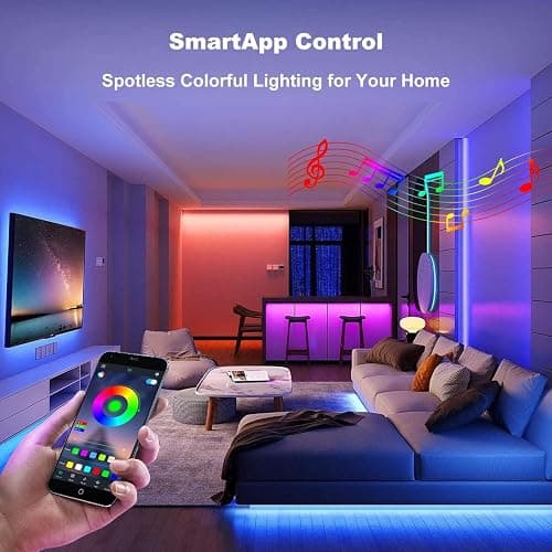 PHOPOLLO Bluetooth Led Strip Lights 100ft (2 Rolls of 50ft), RGB Color Changing LED Lights for Bedroom, Kitchen Decoration, App Control and Music Sync. thumbnail 4
