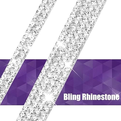 Frienda 2 Rolls 30 Ft Bling Car Trim Self Adhesive Glitter Crystal Rhinestone Car Interior Exterior Accessories Rhinestone Strips Diamond Stickers Roll for Women Auto Dashboard Diamond DIY Decor thumbnail 5
