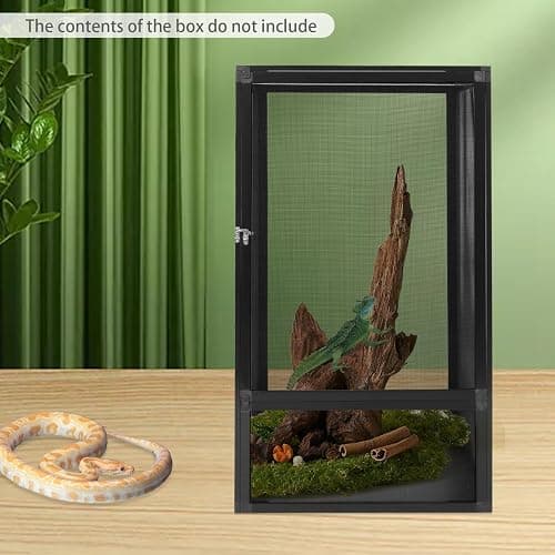Reptile Terrarium Cage, 31.5" x 17.7" x 17.7" Butterfly Cage Terrarium with Mesh Panel, Pet Feeding Net Box with Metal Latch, for Chameleon, Tree Frog, Arboreal, for Reptiles and Small Insects thumbnail 4