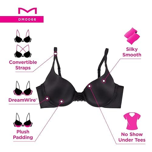 Maidenform Women's Push-up Bra With Dreamwire, No-poke Underwire Push-up Bras for Women, Convertible, Demi Coverage thumbnail 5