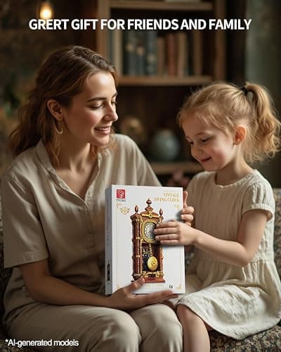 TYCOLE Vintage Pendulum Clock Building Block Set, Stem Toy with Real Clock Function and Linkable Mechanical Pendulum, Unique Home Decoration and Collectible for Adults&Kids 6+ thumbnail 7