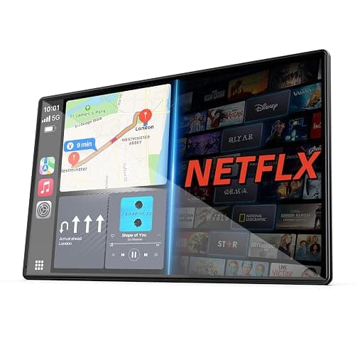 LAMTTO 9" Wireless CarPlay Screen with Net-Flix YouTube Apps Protable Car Play Screen for Apple Carplay and Android Auto with Backup Camera Navigation Bluetooth Voice Control AUX Siri - Image 1