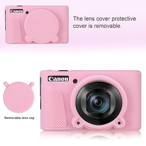 Canboc Silicone Cover for Canon PowerShot SX740 / SX730 Point and Shoot Digital Camera, SX740 Soft Silicone Protective Case with Detachable Lens Cover, Pink thumbnail 6