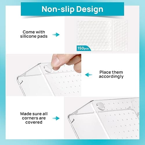 Vtopmart 28 PCS Clear Plastic Drawer Organizers Set, 4-Size Bathroom and Vanity Drawer Organizer Trays, Acrylic Storage Bins for Toiletries, Makeup, Cosmetic, Kitchen Utensils, Tool, Gadgets thumbnail 7