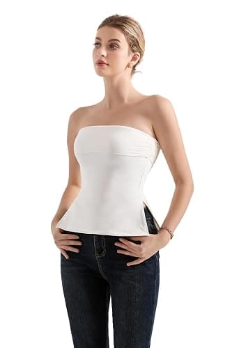 SUUKSESS Women Double Lined Going Out Trendy Tube Tops Side Split Sexy Tank Tops thumbnail 4