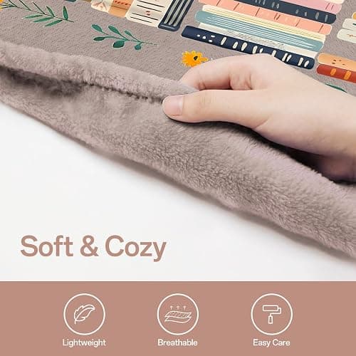 Mahrokh Book Lovers Gifts, Reading Blanket for Readers, Bookish Book Club Reading Librarian Gifts Blanket 60"x50" (Pink) thumbnail 6