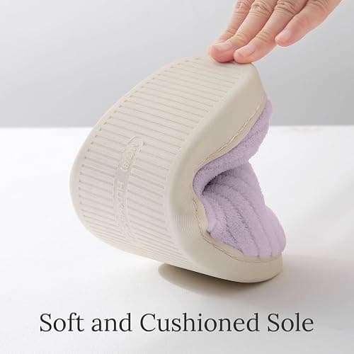 HUXMEYSON Slippers for Women, Warm Memory Foam Comfy House Slippers with Anti-Skid Rubber Sole for Indoor and Outdoor thumbnail 4