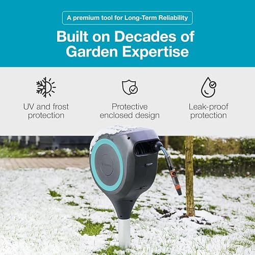 GARDENA Automatic Retractable Garden Hose Reel - 66 Feet - 360 Degree Swivel Outdoor Hose Reel with Metal Spike Base - Auto Retract - UV Resistant Housing - Easy Install No Tools Required - 18614 thumbnail 6