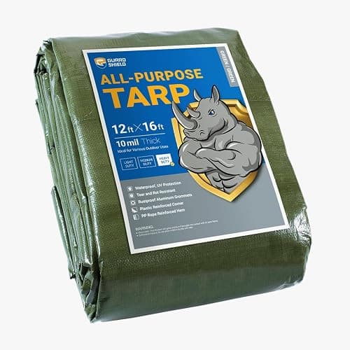 GUARD SHIELD Heavy Duty Tarp 12x16 Feet Green Multi Purpose Thick Waterproof Poly Tarp Cover 10mil - Image 1