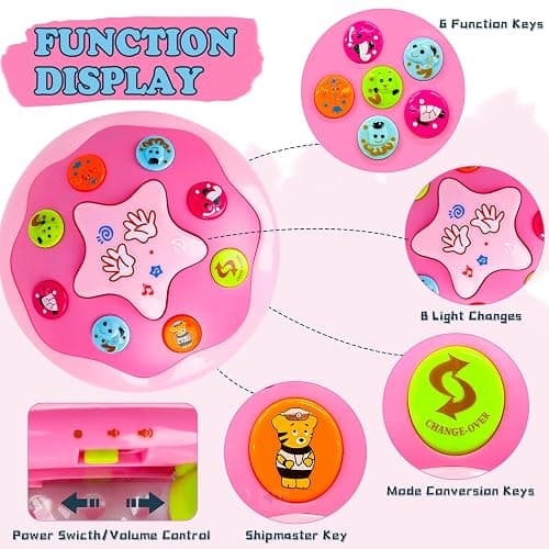 M SANMERSEN Baby Girl Toys 6-12 Months - Babies Ocean Rotating Projector Light Up Musical Toys for 12-18 Months Crawling Learning Tummy Time 1 2 Years Old Infant Boys Girls Pink thumbnail 5