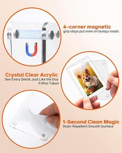 2Pcs Car Picture Holder for Visor Magnetic Picture Frame for 3 Inch Photos, Car Sun Visor Photo Holder with Strong Acrylic Magnet, Personalized Car Accessories with Clips for Easy Display. Gift For Christmas thumbnail 3