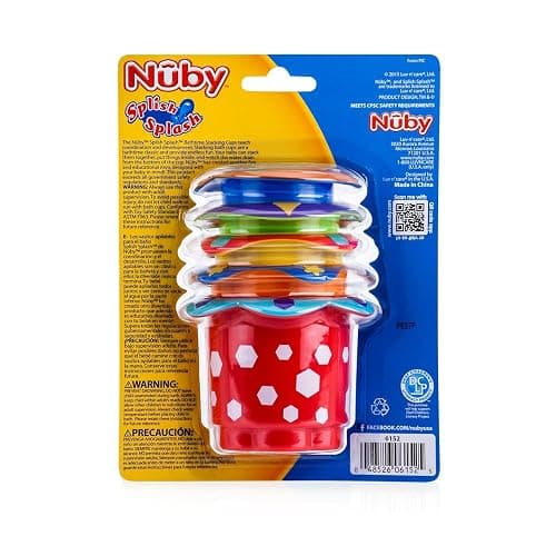 Nuby 5-Piece Splish Splash Stacking Cups Baby Bath Toy thumbnail 6