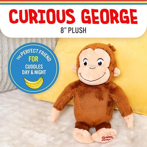 KIDS PREFERRED Curious George Monkey Stuffed Animal Plush Toys Soft Cutest Cuddle Plushie Gifts for Baby and Toddler Boys and Girls - 8 Inches thumbnail 3