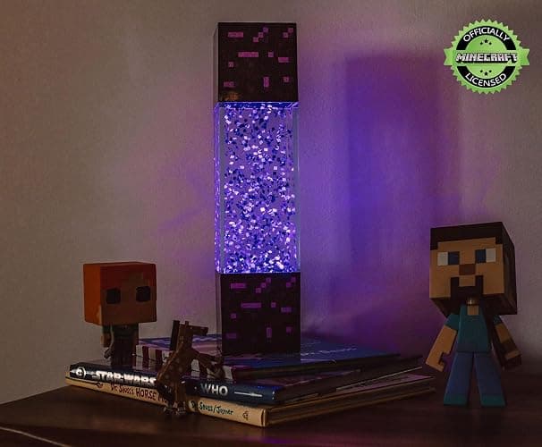 Minecraft Multi-Nether Portal Glitter Motion Lamp | LED Light, Bedside Table Lamp for Desk | Home Decor Accessories and Room Essentials | Official Video Game Collectible | 12 Inches Tall thumbnail 6
