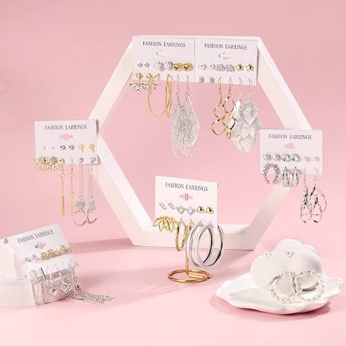 Earrings for Women, Funtopia 68 Pairs Drop Dangle Earrings, Fashion Statement Stud Earrings Pearl Earrings Set for Party Jewelry(Gold and Silver) thumbnail 3
