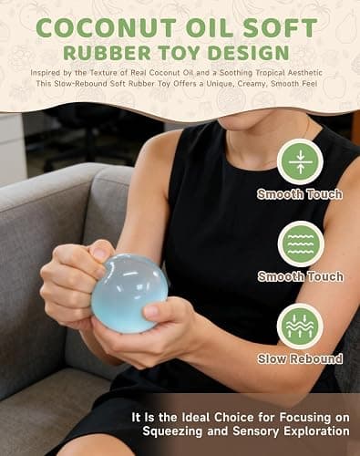 Coconut Oil Squishy - 2026 New Coconut Oil Stress Ball, Slow Rising Squishy, 100% Odorless, Non-Sticky, Easy to Clean, Improving Focus, Or Easing Tension During Study, Work, Or Relaxation (Pink) thumbnail 6