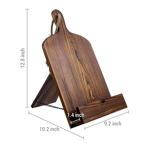 MyGift Cookbook Stand Recipe Book Holder Brown Wood Cutting Board Design | Kitchen Display Easel Reading Support Countertop Cooking Manual Tablet Rest Baking Meal Preparation Home Chef Organizer thumbnail 3