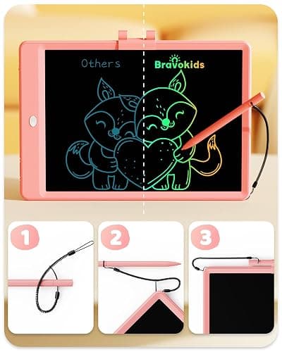 Bravokids 10 Inch LCD Writing Tablet for 3-8 Year Olds - Electronic Drawing Pad and Doodle Board as Educational Birthday Gifts for Girls and Boys (Pink) thumbnail 2
