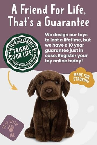 Living Nature Chocolate Labrador Soft Toy – 20cm Brown Realistic Cuddly Dog Plush – Stuffed Animal Gift for Kids & Dog Lovers thumbnail 7