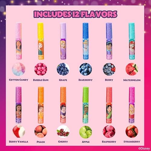 Disney Princess 12 Piece Plant Based Lip Gloss, Girls Party Favors, First Makeup Set for Girl, Perfect for Parties, Sleepovers, and Birthday Gifts, Ages 3+, by Townley Girl thumbnail 2