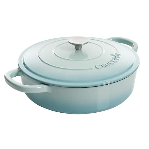 Crock Pot Artisan Enameled Cast Iron Braiser W/Lid, 5-Quart, Aqua - Image 1