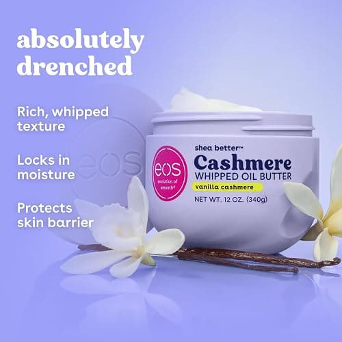 eos Cashmere Whipped Oil Body Butter, Vanilla Cashmere, 72 Hour Weightless Moisture For Dry Skin, Rich Formula and Deep Hydration, Body Care, 10 oz thumbnail 3