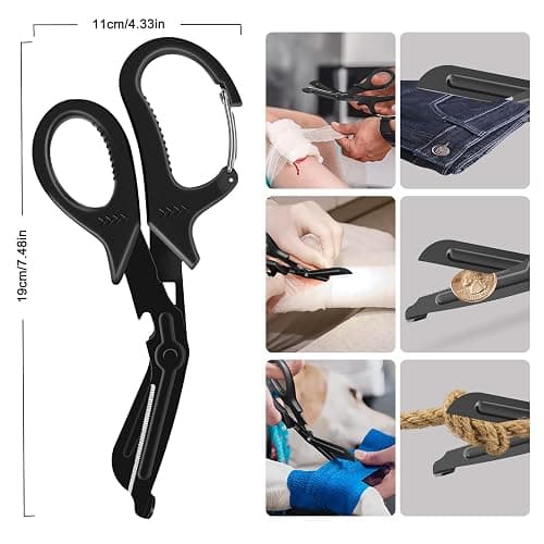 3 Pack Medical Scissors and Pen Light Set Trauma Shears Pen Lights for Nurses Bandage Scissors with Carabiner LED Penlight with Pupil Gauge Stainless Steel Nurse Shears for Doctor Paramedics EMS EMT thumbnail 5