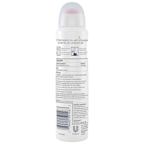 Dove Antiperspirant Dry Spray - Invisible - Clear Finish - 3.8 OZ (107 g) Per Can - Pack of 3 Cans thumbnail 3
