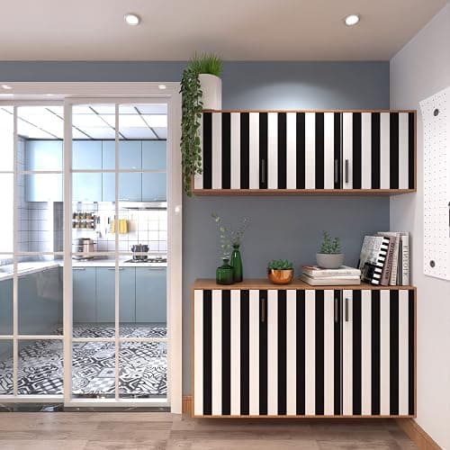 Cohoo Home Black and White Wallpaper Peel and Stick Striped Contact Paper for Cabinets Black and White Contact Paper Modern Self-Adhesive Removable Wallpaper Bedroom Bathroom Waterproof 197inL 18inW thumbnail 9