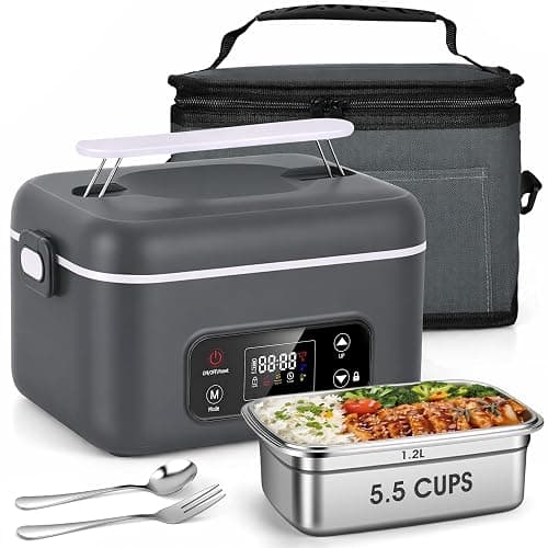 FALLCON F Heated Lunch Box, 1.2L (5.5 Cups) Cordless Electric Lunch Box with 24000mAh Battery, Portable Food Warmer for Work and Car, 5-Side Heating, Leakproof, Smart Timer & Display - Image 1