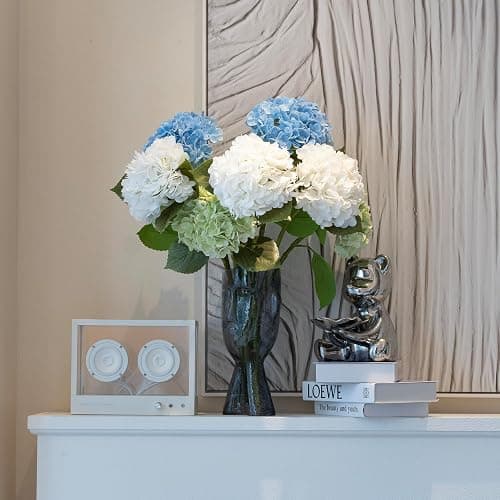DUYONE 4PCS Artificial Flowers Large Hydrangeas Flowers Latex Bouquet for Wedding Bridal Office Home Party Decoration (4Pcs Light Green) thumbnail 9