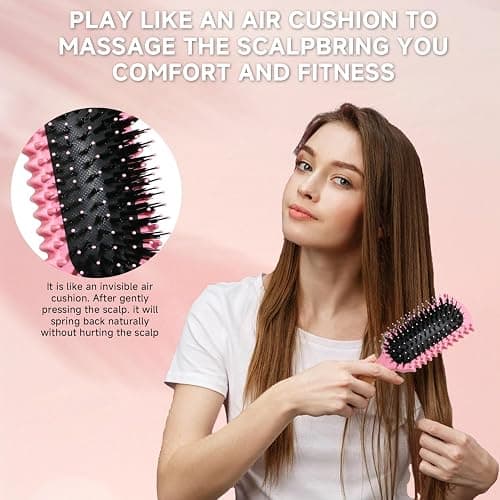 Curl Defining Brush, Curly Hair Brush Products With 3 Pcs Slick Back Hair Brush Set Bristle Brush Edge Control Teasing Comb for women (Blue) thumbnail 3