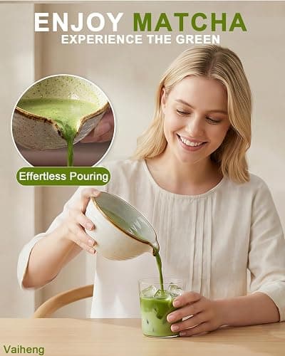 Vaiheng Matcha Whisk Set with Matcha Bowl, Matcha Whisk Holder Matcha Bamboo Whisks, Scoop, Sifter, Mothers Day Gifts for Women Mom Her Girl Friend Home Kitchen Decor Kit for Tea Enthusiasts thumbnail 3
