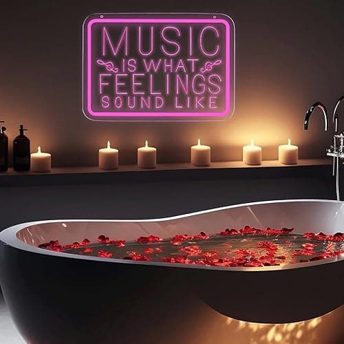 qbanziou Music is What Feelings Sound Like Neon Signs for Man Cave Decor，Led Neon Light for Live Room, Game Room, Broadcasting Room, Studio, Bedroom Wall Art，Music Lover Gifts thumbnail 6