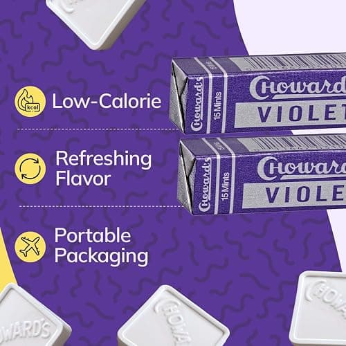 Choward's Violet Mints Candy | Bold Aromatic Flavor | Perfect for Snacks in Lunchboxes, Travel, Sharing, and Gifting | Nostalgic Vintage Candy | 6 Pack (15 Mints Per Package) thumbnail 5