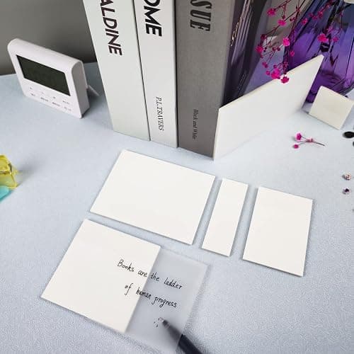 Bsrbock Transparent Sticky Notes 650 Sheets, Clear Sticky Notes, See Through Invisible Translucent Sticky Note for School, Office 13 Packs, (1.5"x1.5", 3"x1", 3"x2", 3"x3", 3"x4",3"x5") thumbnail 5